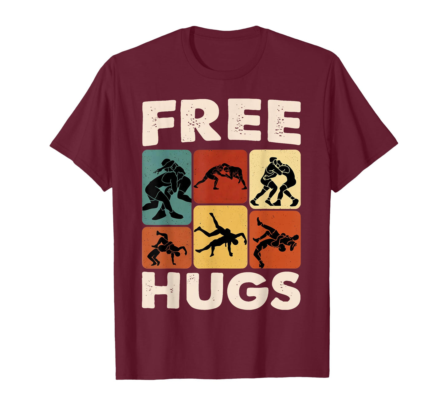 Retro Free Hugs Wrestling Graphic Gift for Men Women Kids T-Shirt