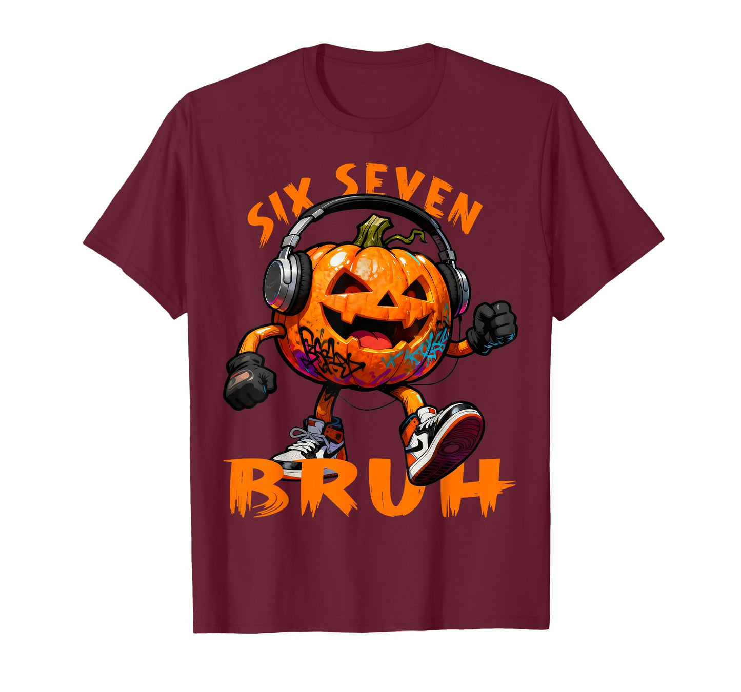 67 Halloween Funny Six Seven Meme Brainrot Pumpkin Kids Bruh T-Shirt