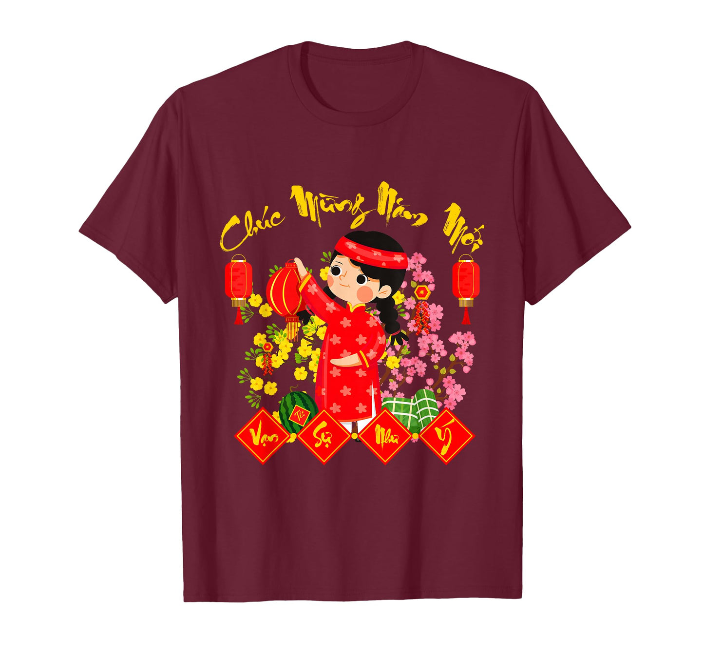 Cute Chuc Mung NAM Moi Vietnamese Lunar New Year Ao Dai Girl T-Shirt