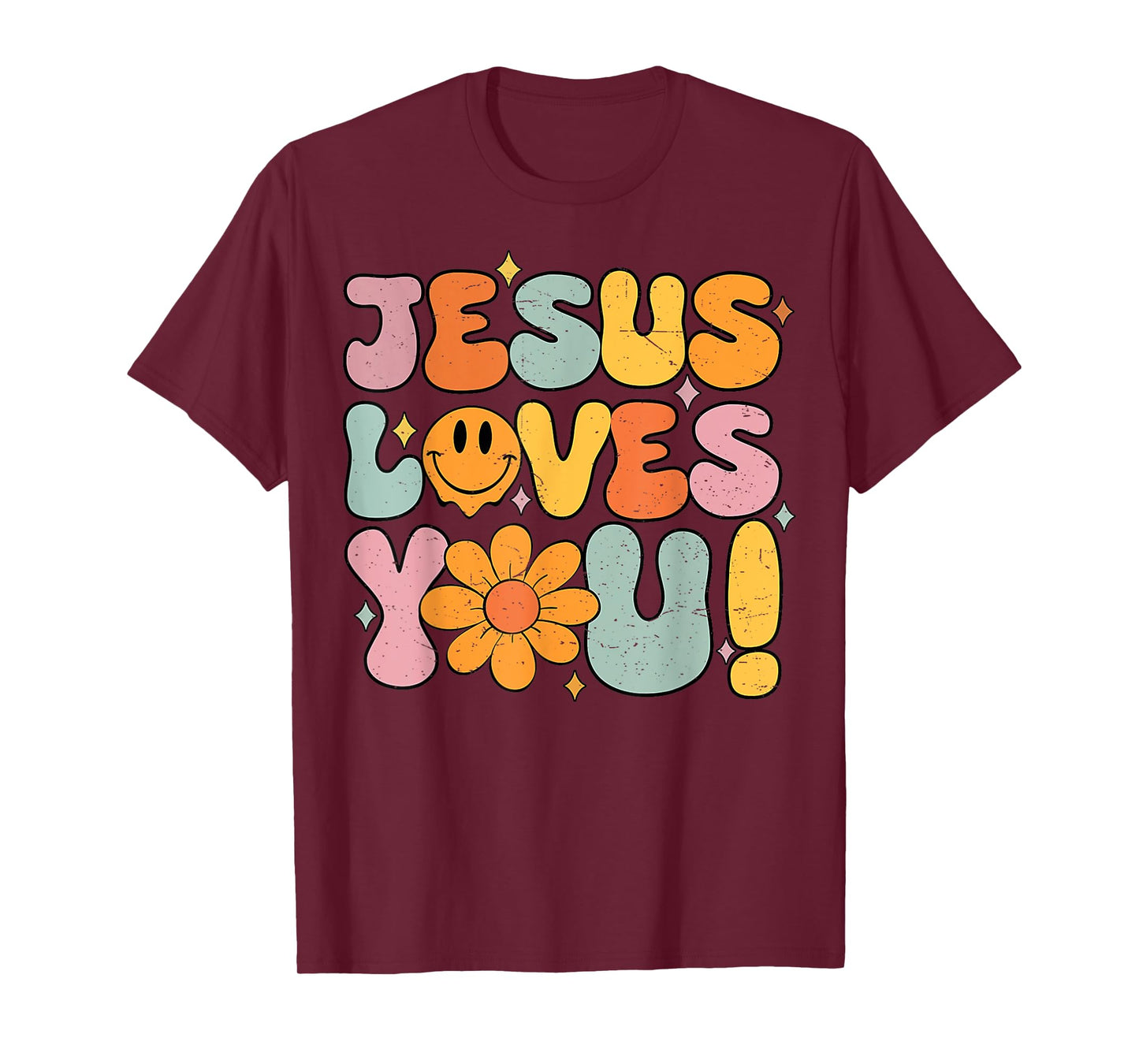 Christian Jesus Loves You Groovy Vintage Religious for women T-Shirt