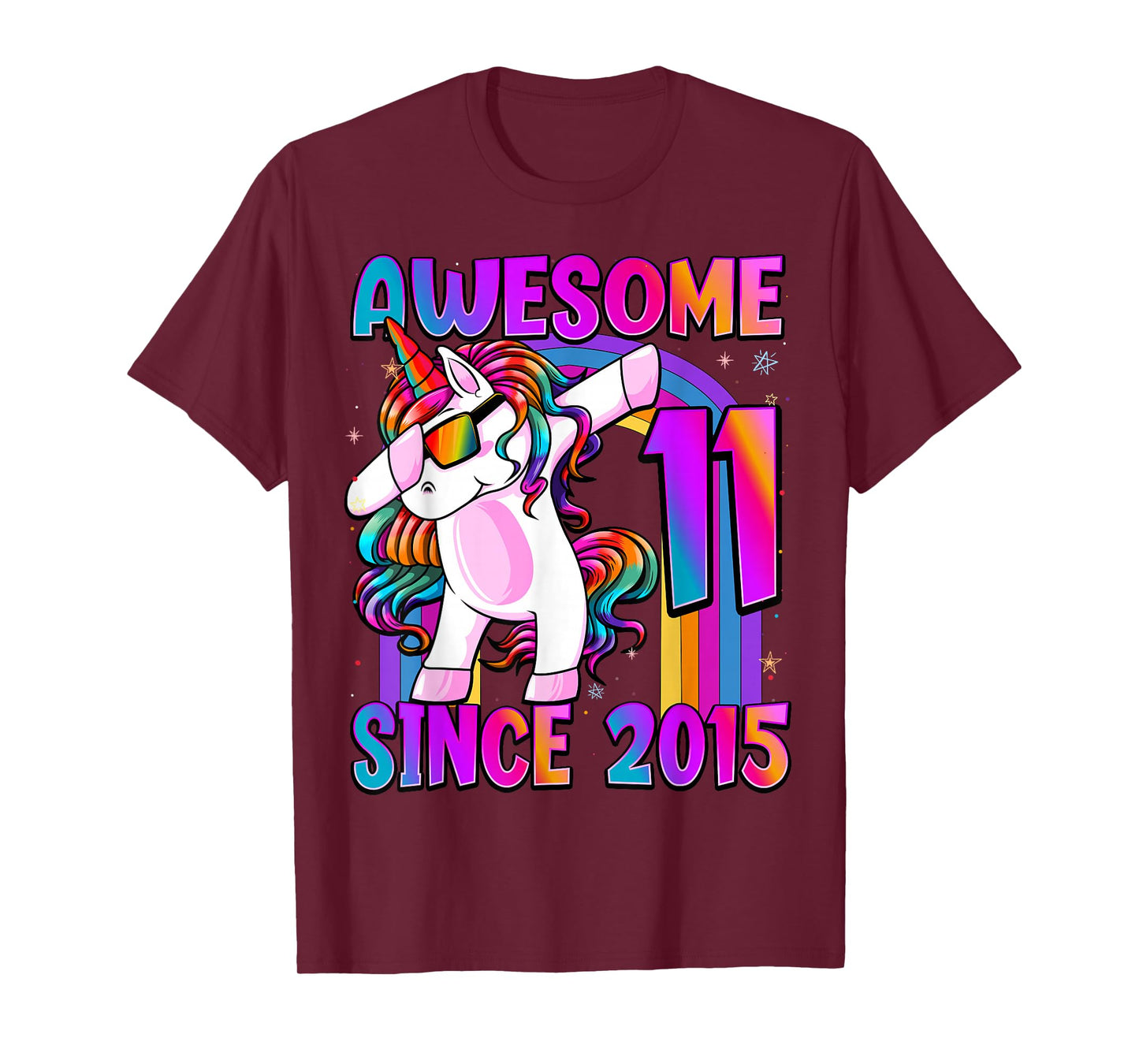 11 Year Old Girl Awesome Since 2015 Unicorn 11th Birthday T-Shirt