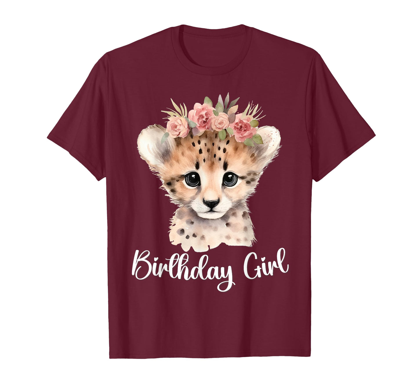 Baby Cheetah Birthday Girl Flowers Zoo Animal Birthday Party T-Shirt