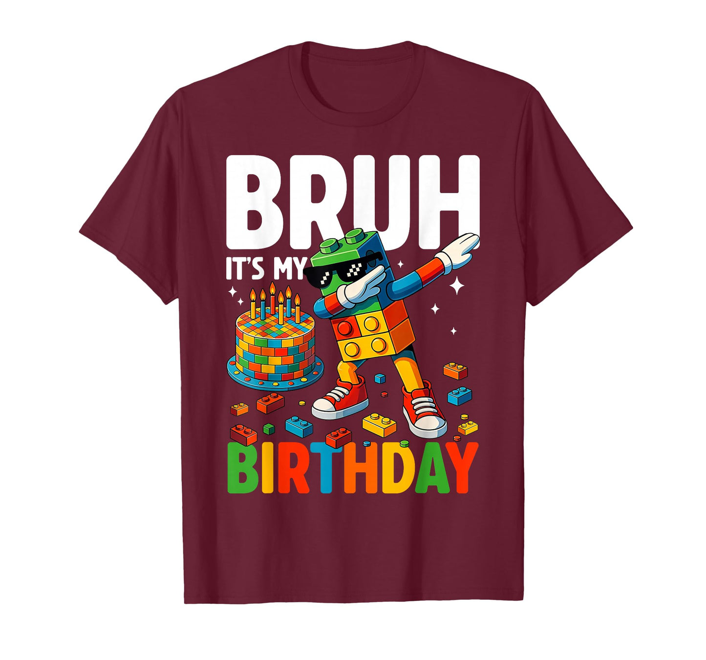 Master Builder Dabbing Blocks Bricks Bruh Its My Birthday T-Shirt