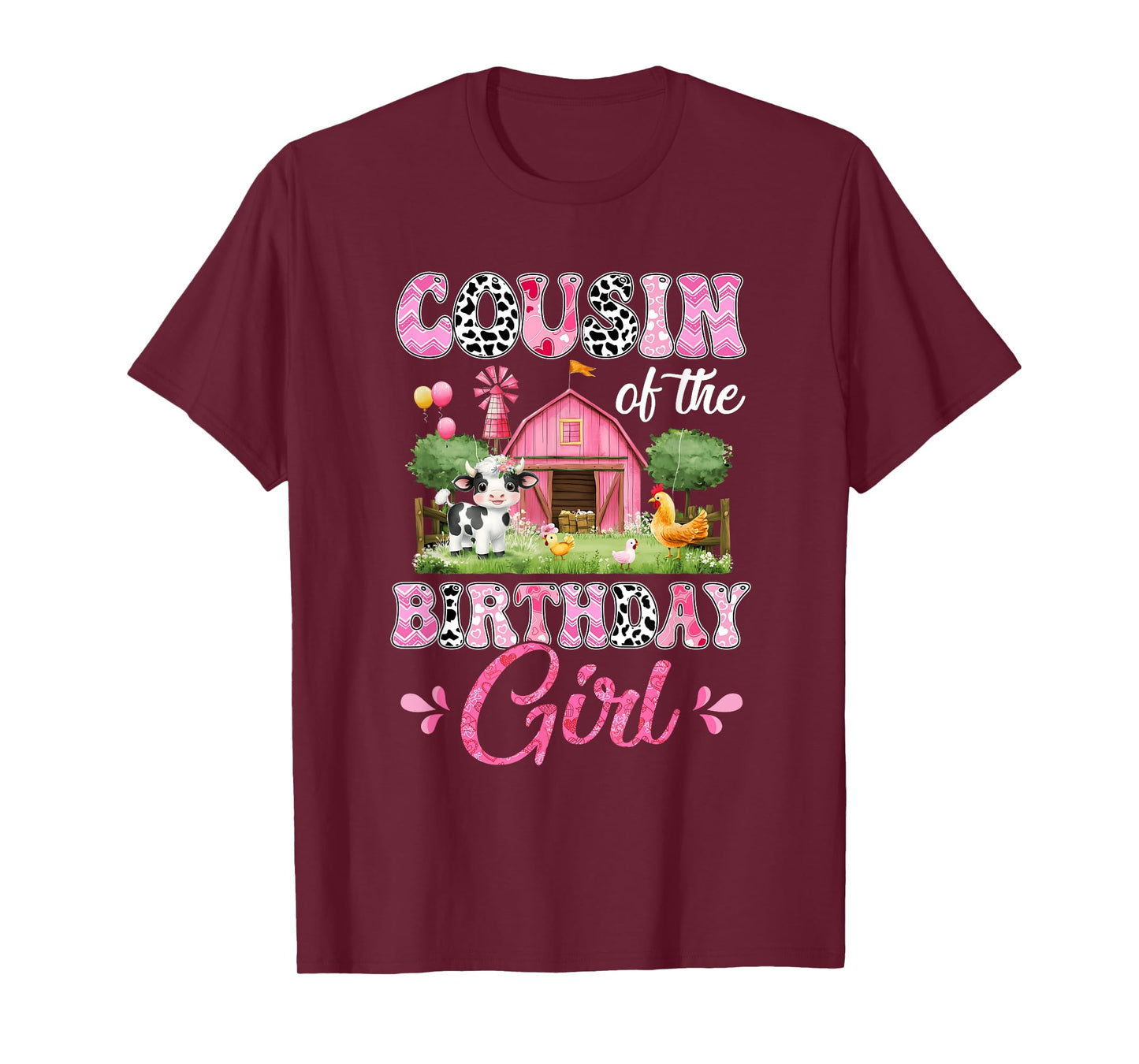 Cousin Of The Birthday Girl 1St Birthday Cow Farm Family T-Shirt