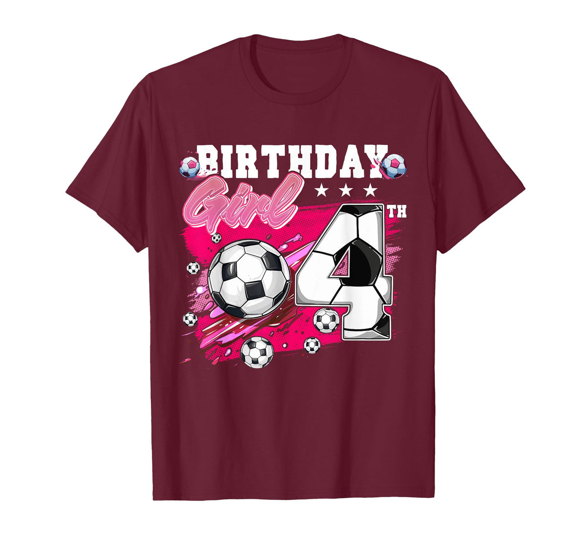 Funny Soccer Birthday 4 Year Old 4th Birthday Girl Soccer T-Shirt
