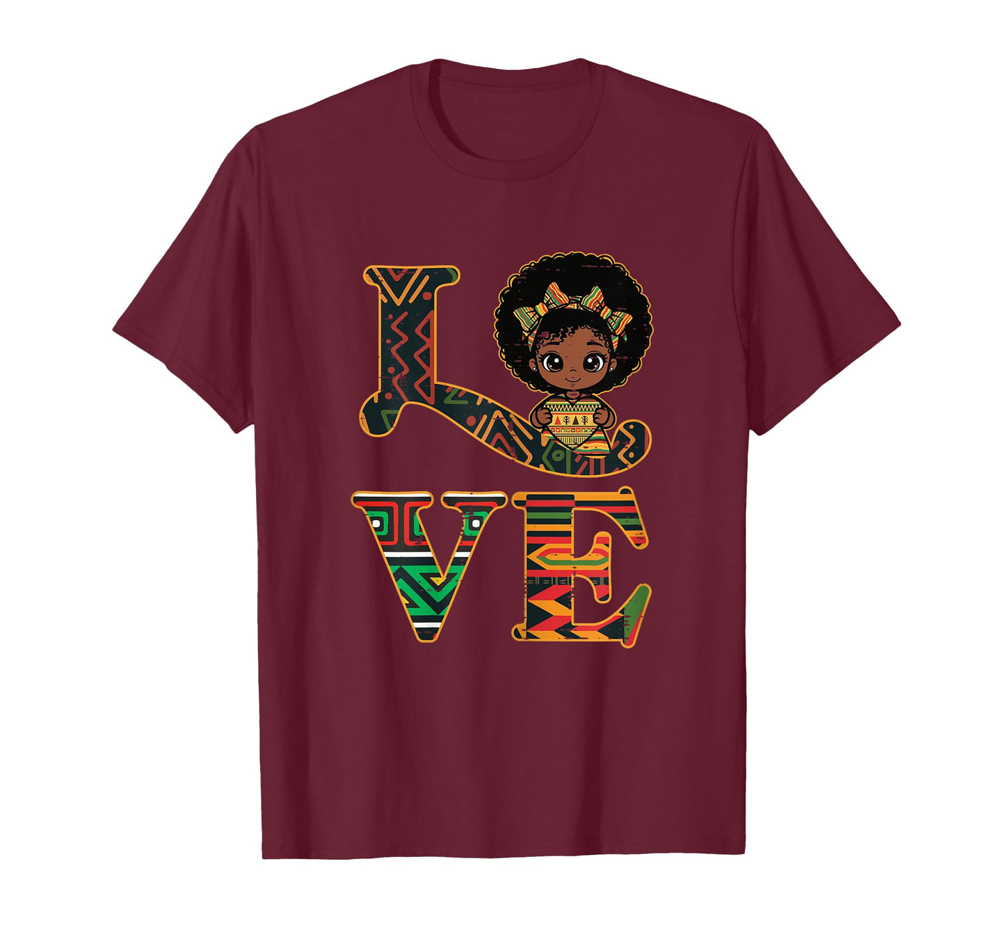 Black History Love Afro Girl African American Girls Kids T-Shirt