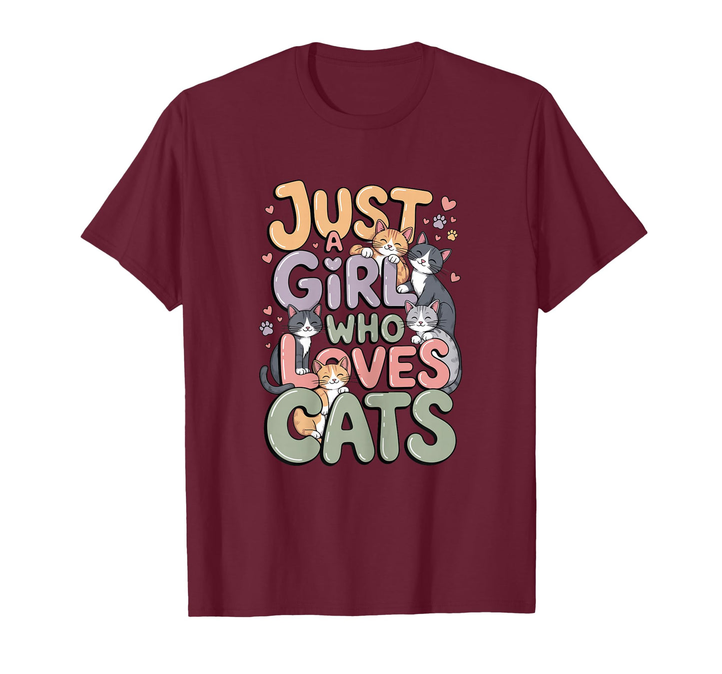 Just a Girl Who Loves Cats Cute Kawaii Cat Lover Women Girls T-Shirt