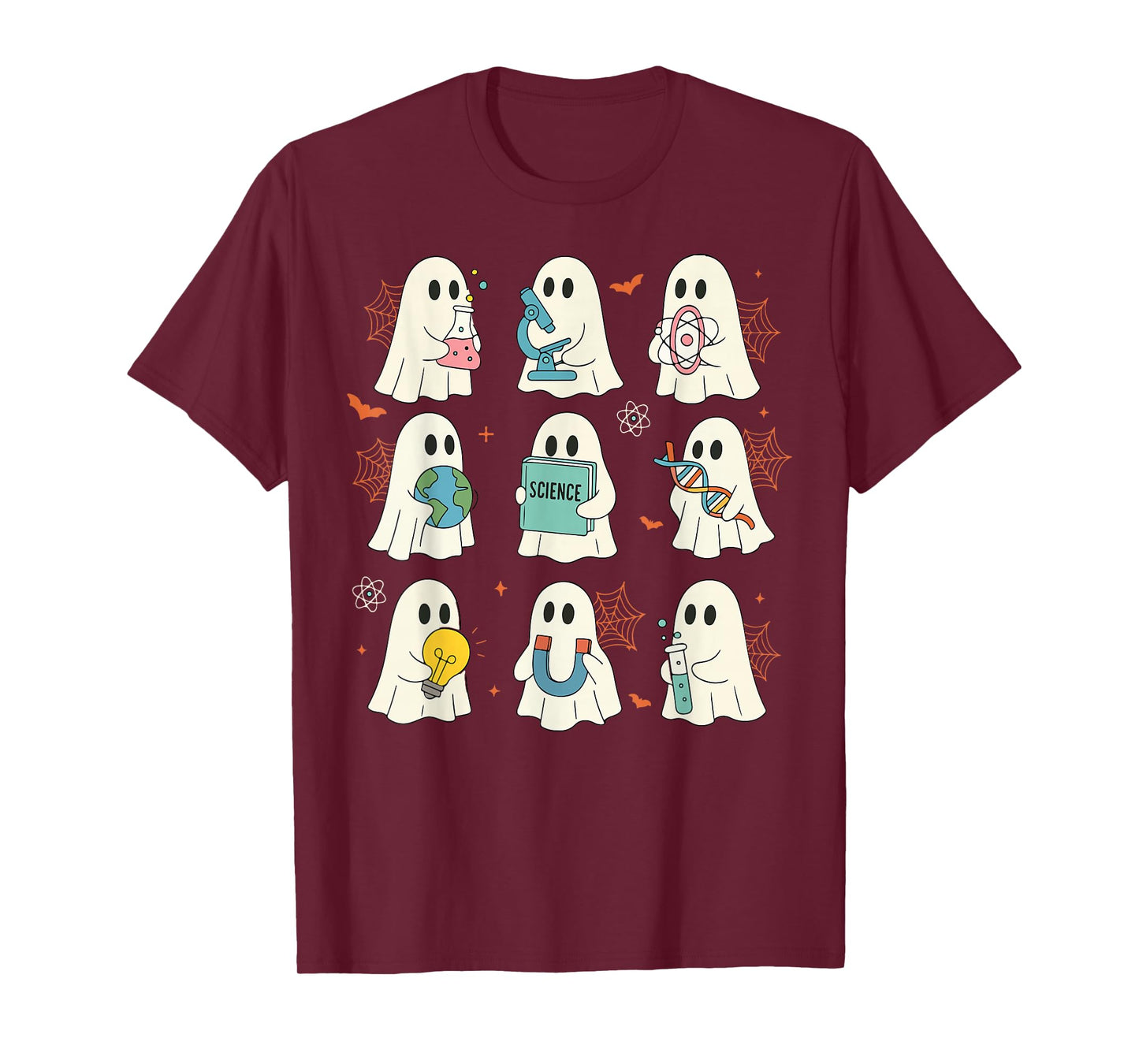 Halloween Science Teacher Student Ghost Laboratory Men Women T-Shirt