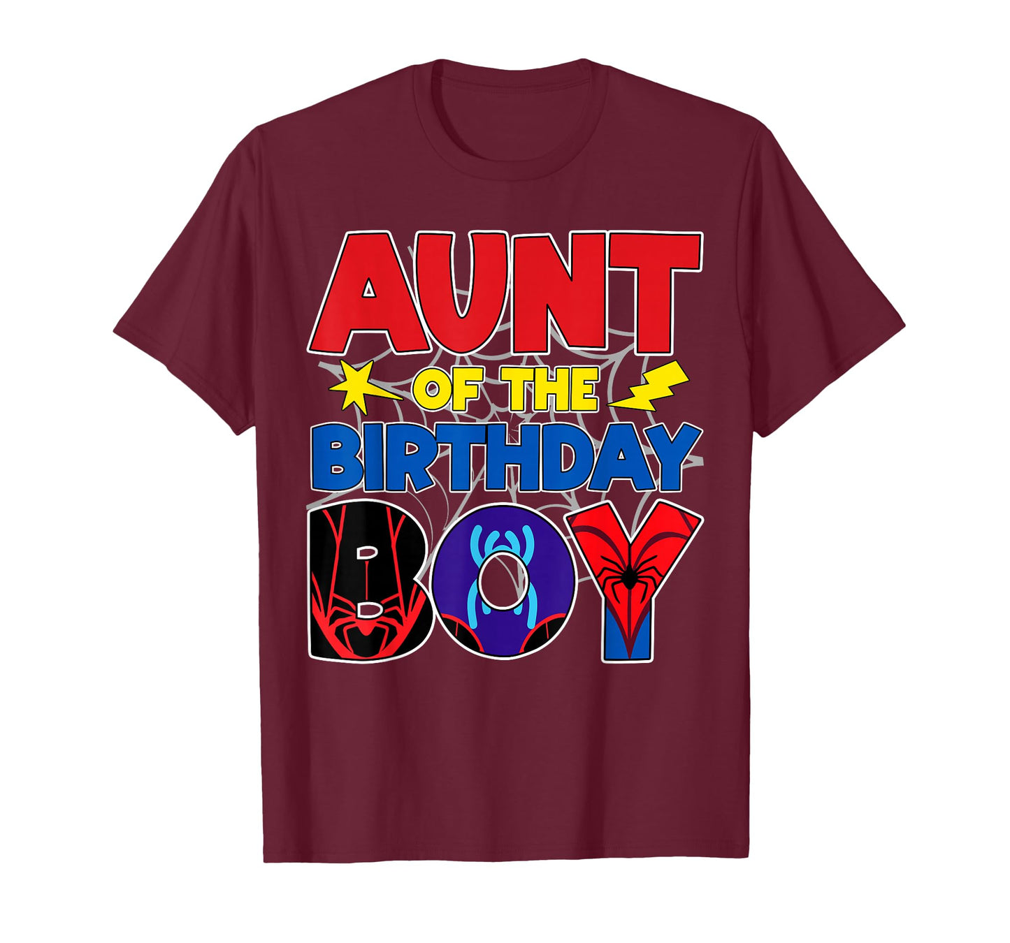 Aunt Of The Birthday Boy Matching Spider Family Birthday T-Shirt