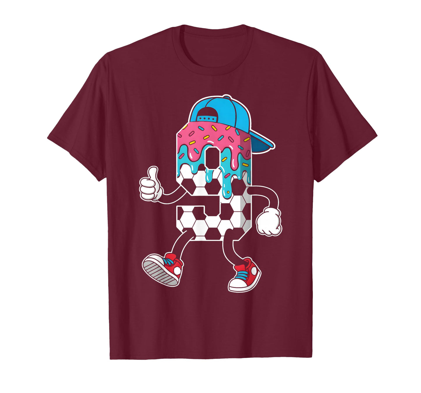 Soccer 9 Year Old Ice Cream Drip Youth 9th Birthday Boy 9 T-Shirt