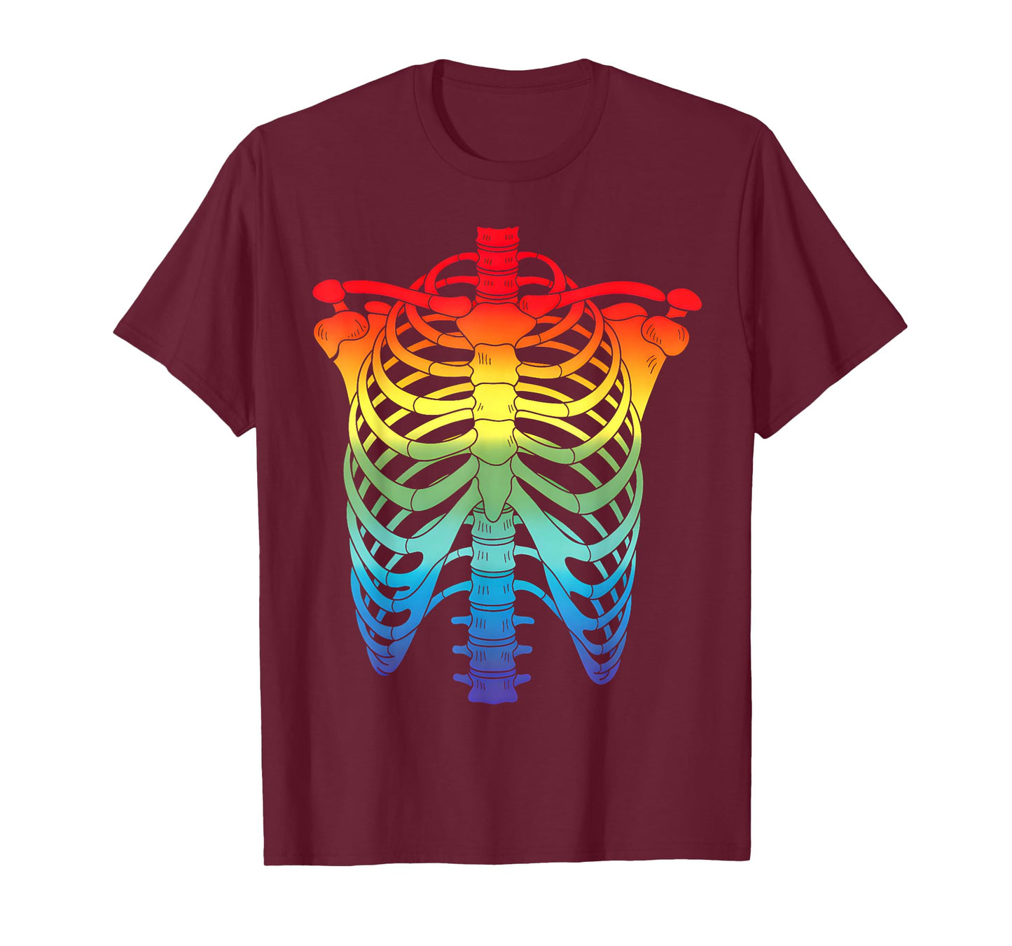 Halloween LGBTQ Rainbow Ribcage Costume Skeleton Gay Pride T-Shirt