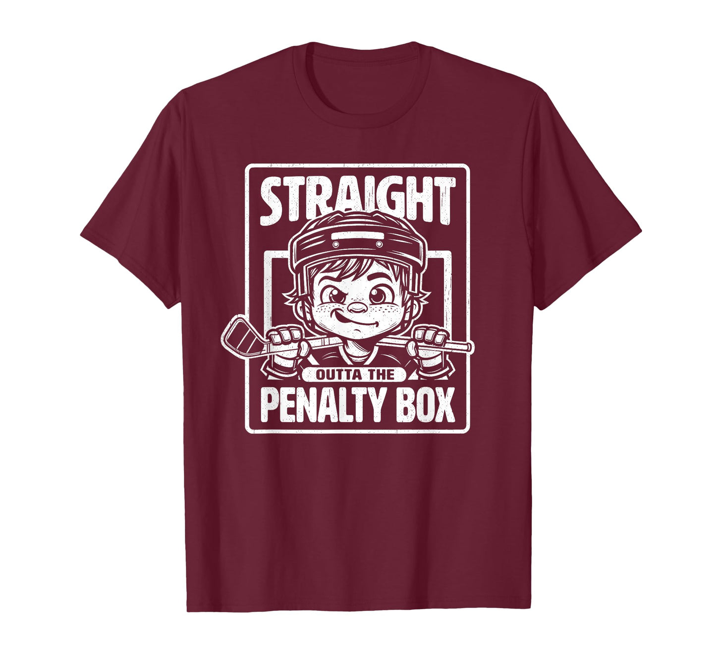 Straight Outta The Penalty Box Funny Boys Youth Kids Hockey T-Shirt