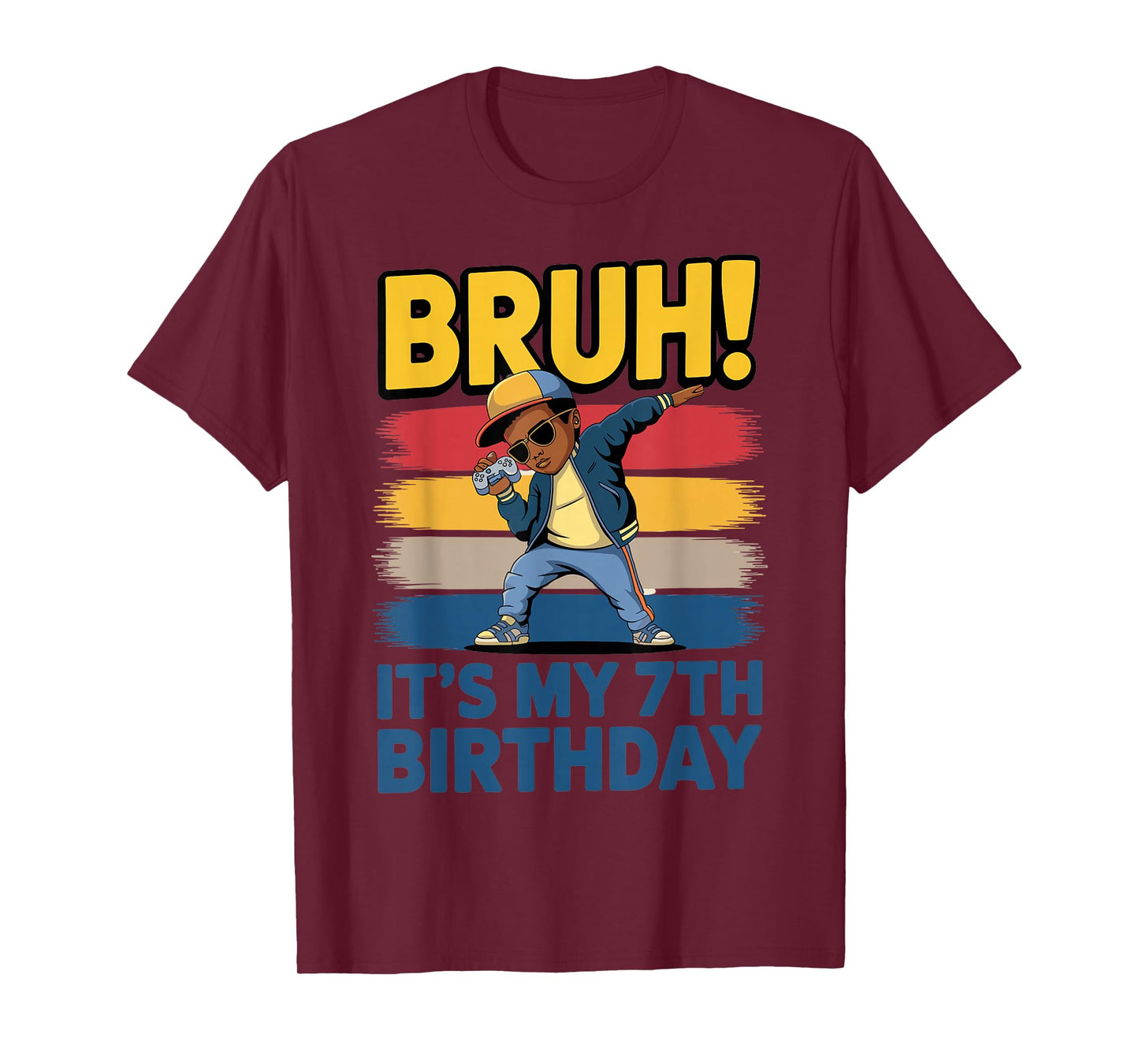 7 Year Old Birthday Dabbing Boy Bruh It's My 7th Birthday T-Shirt