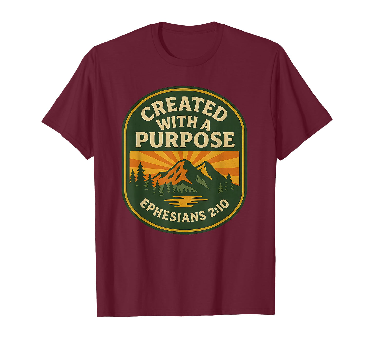 Retro Created with A Purpose Ephesians 2 10 Bible Verse T-Shirt