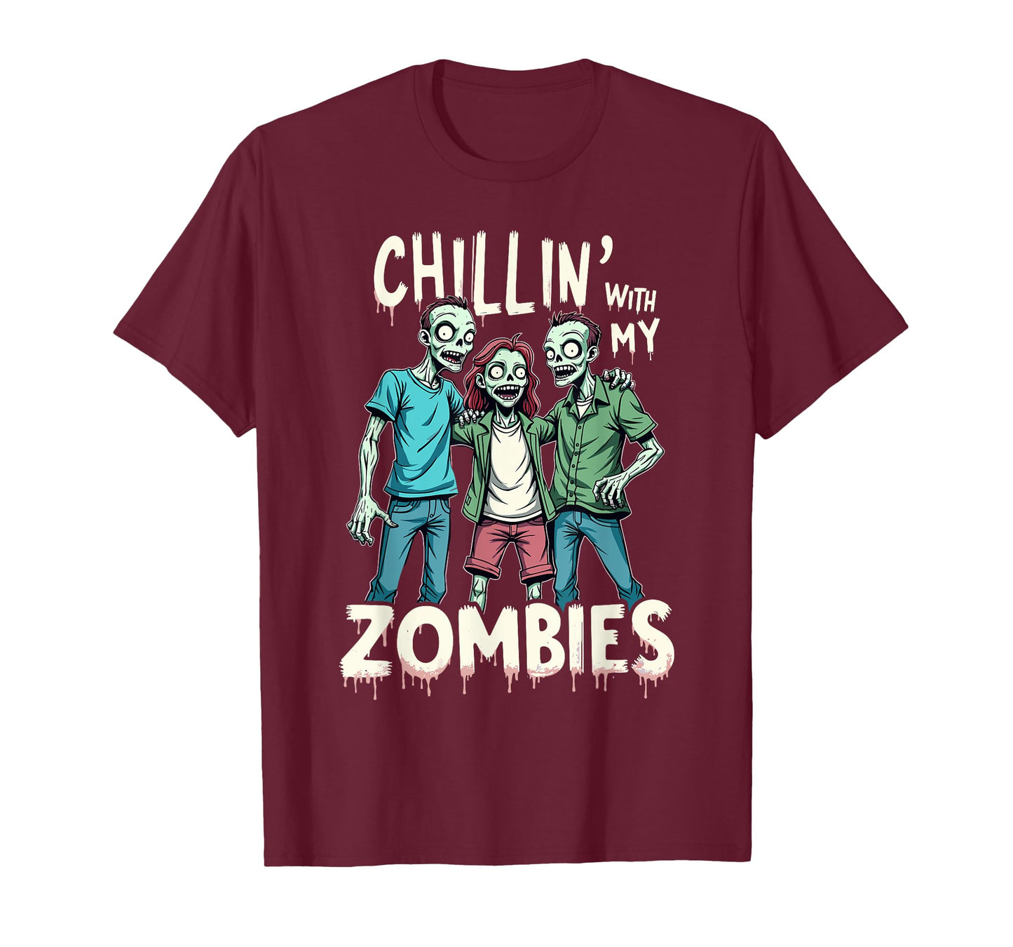 Chillin With My Zombies Funny Zombie Costume Boys Halloween T-Shirt