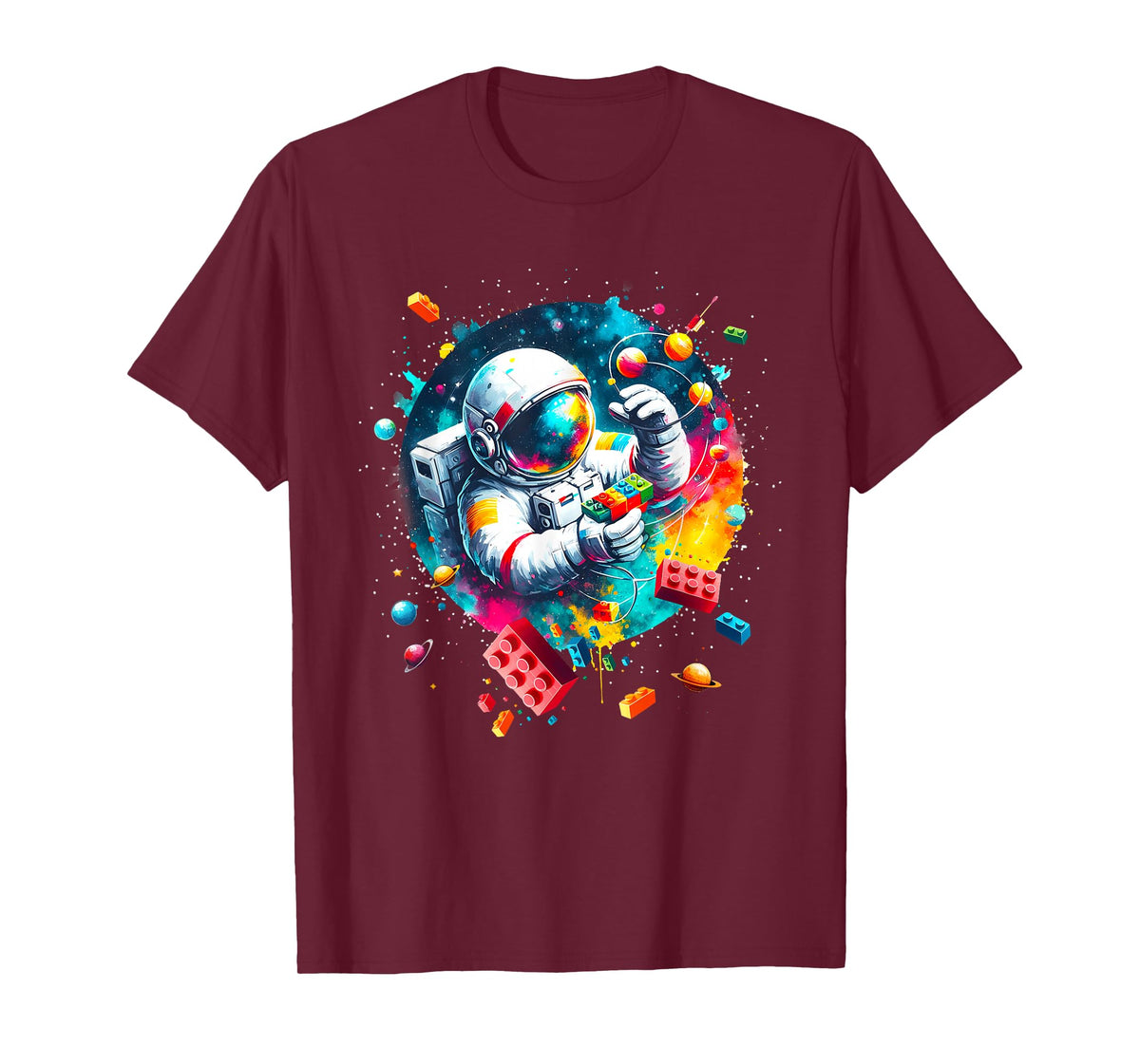 Space Astronaut Master Builder Funny Building Blocks Bricks T-Shirt