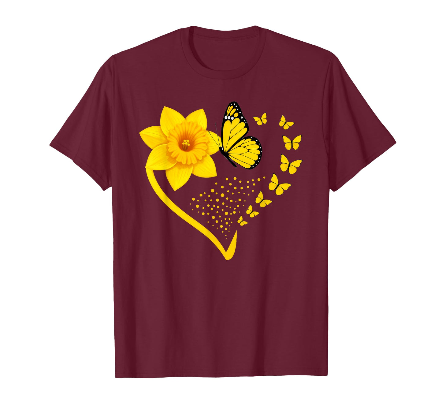 Daffodil Butterfly Heart Floral T-Shirt