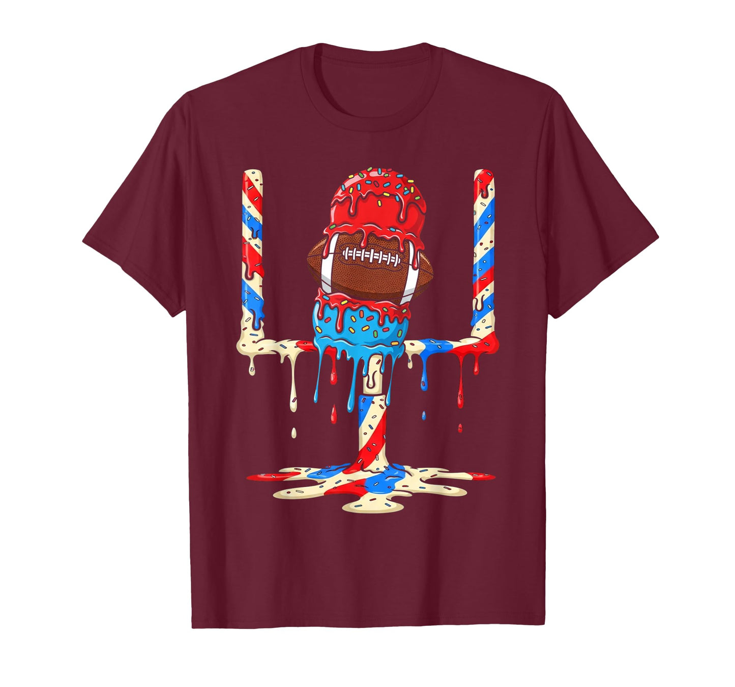 Ice Cream Drip Football Goalposts Football Drip Patriotic T-Shirt