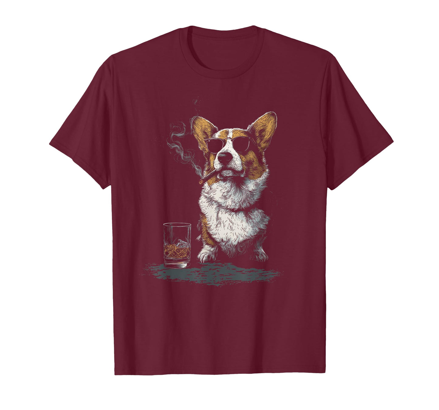 Corgi Smoking Cigar Whisky Lover Funny Dog T-Shirt
