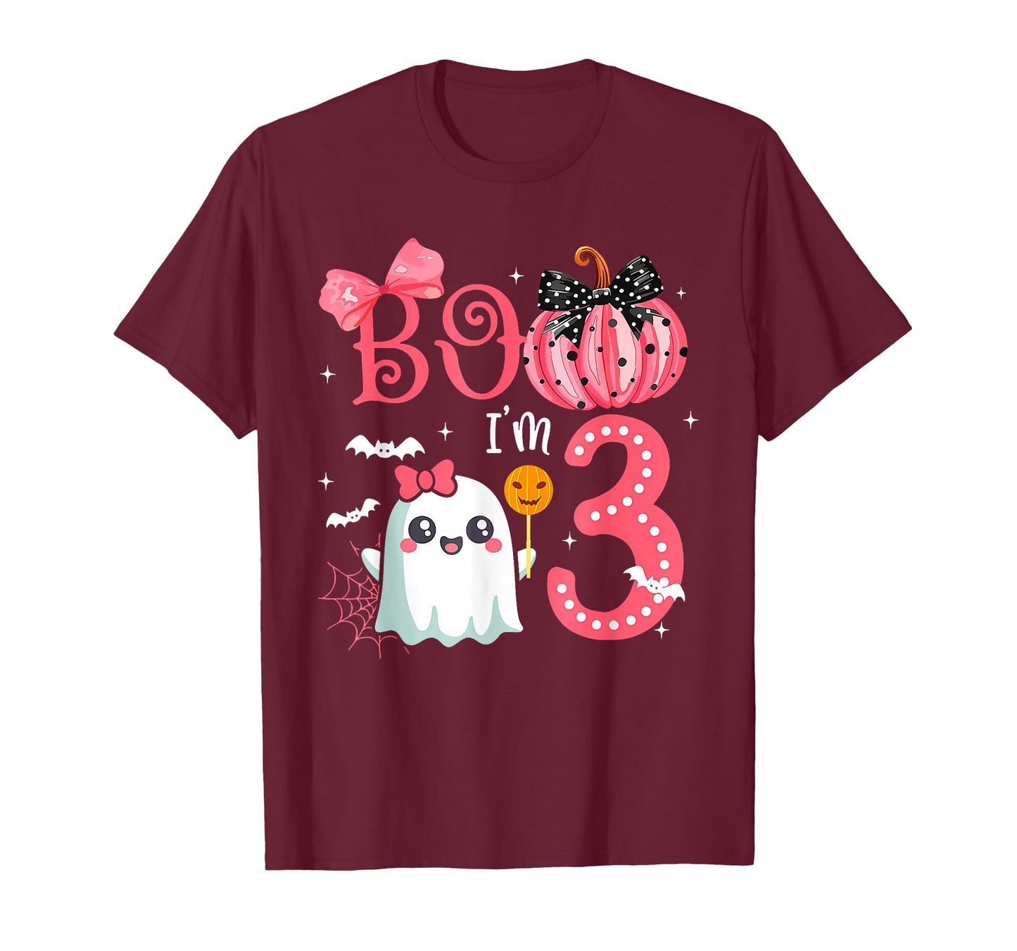 Boo I'M 3 Years Old Ghost 3Rd Birthday Halloween Ghost Girls T-Shirt