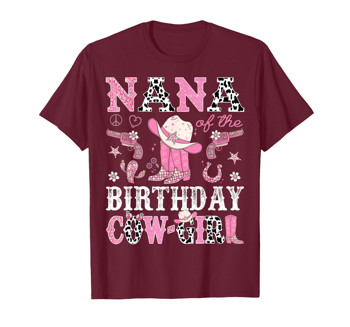 Nana Of The Birthday CowGirl Pink Disco Rodeo Western T-Shirt
