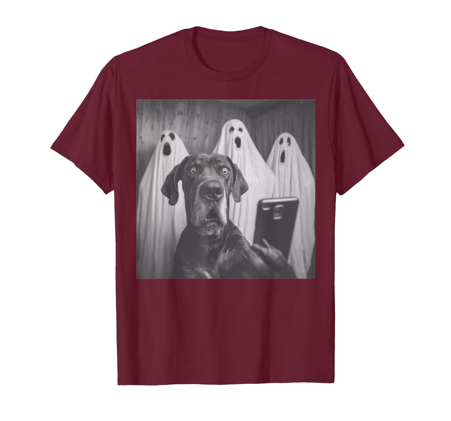Funny Great Dane Selfie Halloween Ghost Design T-Shirt