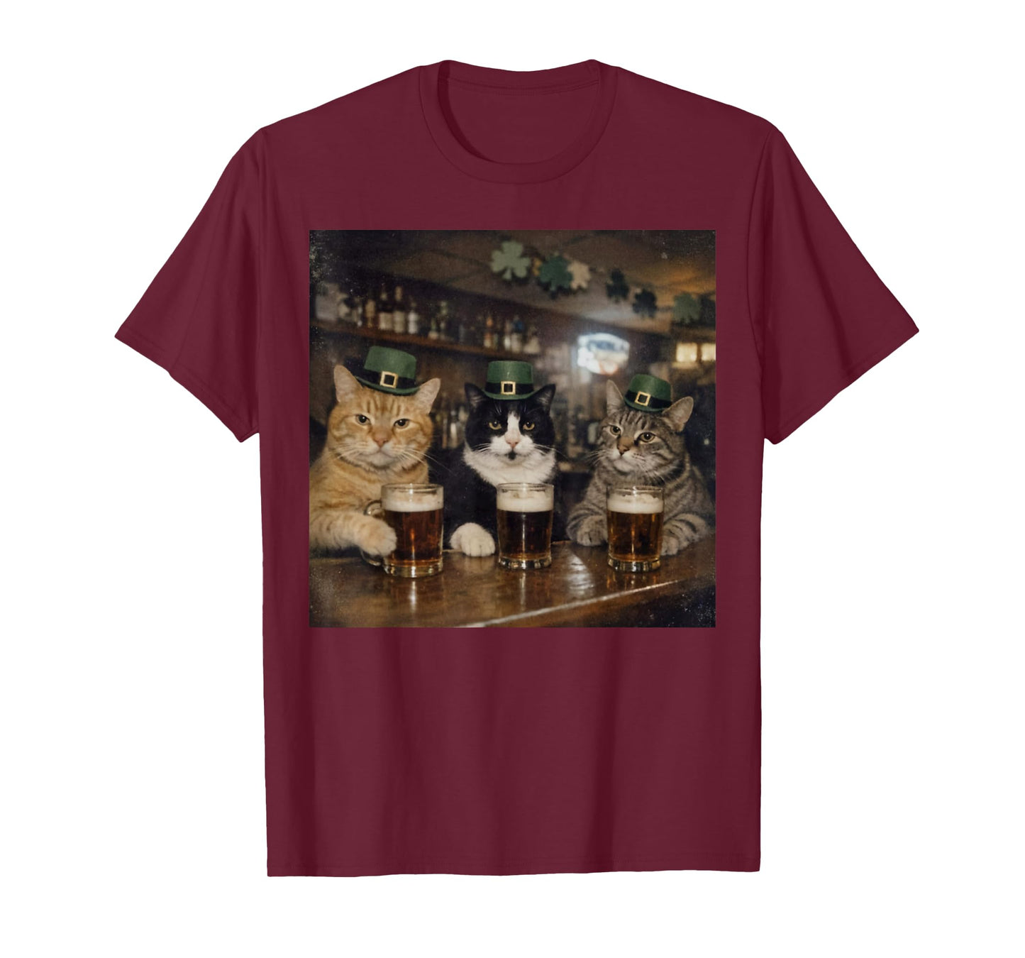 St Patricks Catricks Day Funny Cats Drinking Beer Women Men T-Shirt