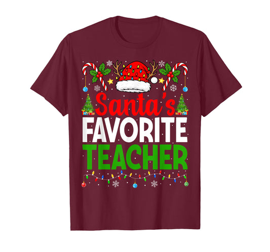 Santa's Favorite Teachers Christmas Funny Christmas Teacher T-Shirt