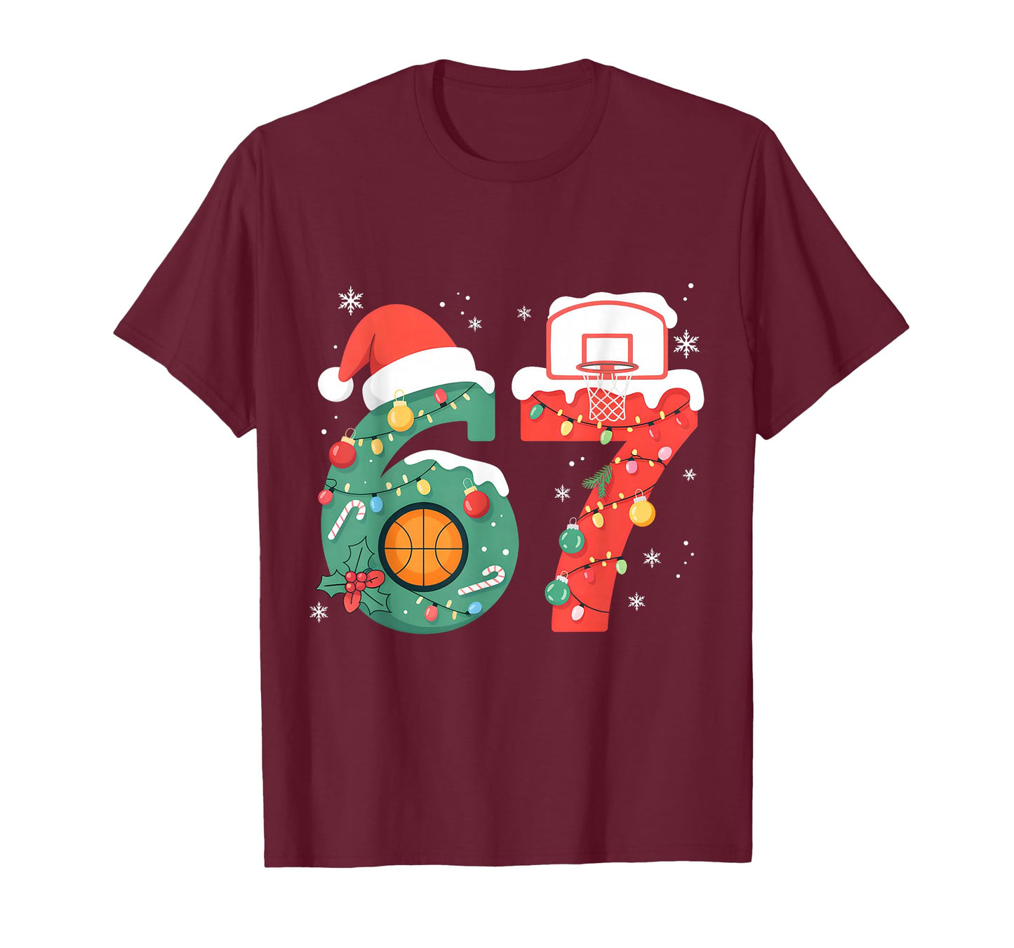 67 Christmas Basketball 6 7 Meme Boys Six Seven Christmas T-Shirt