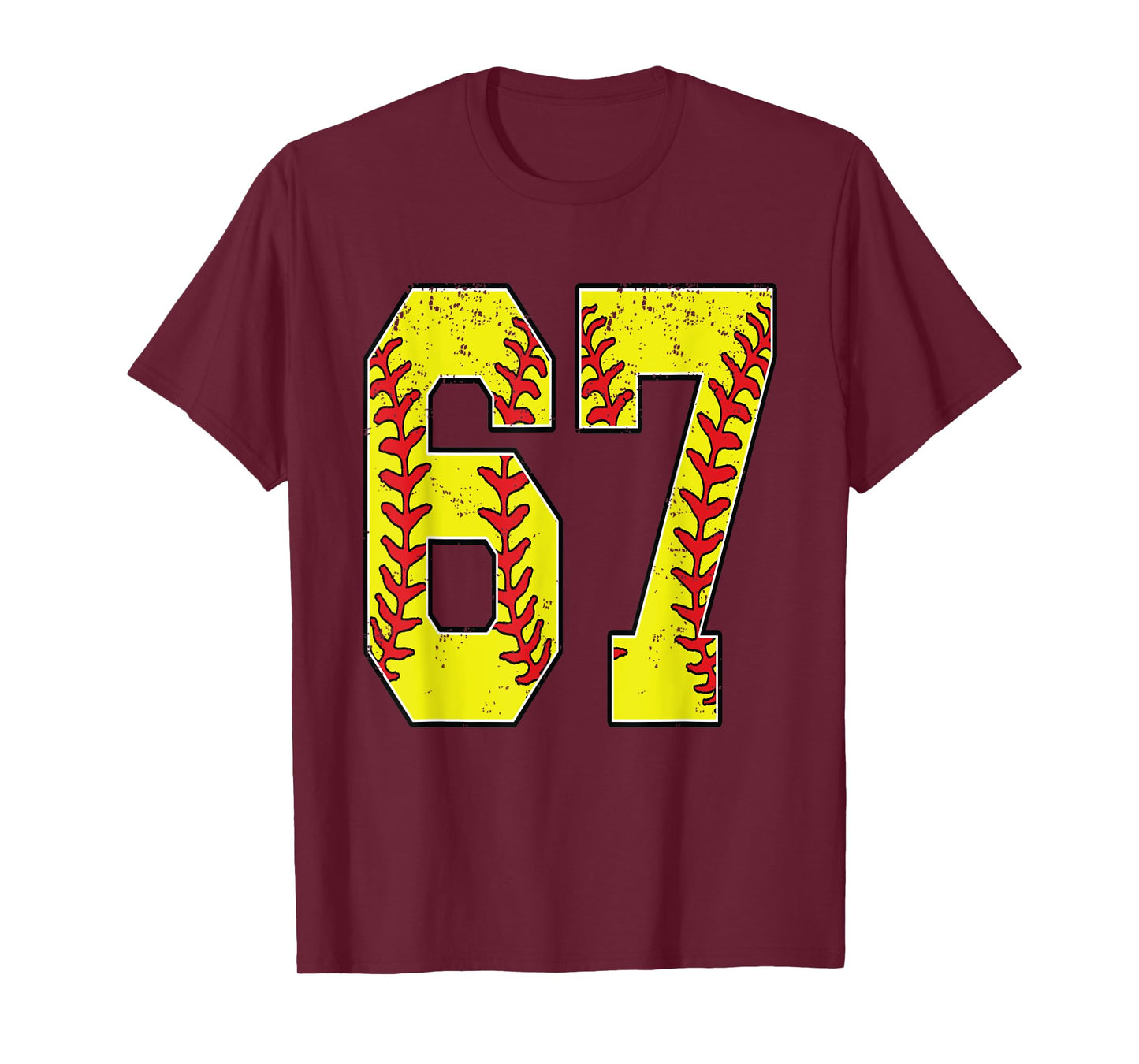 Number #67 Softball 67 Jersey Number Softball Lover T-Shirt