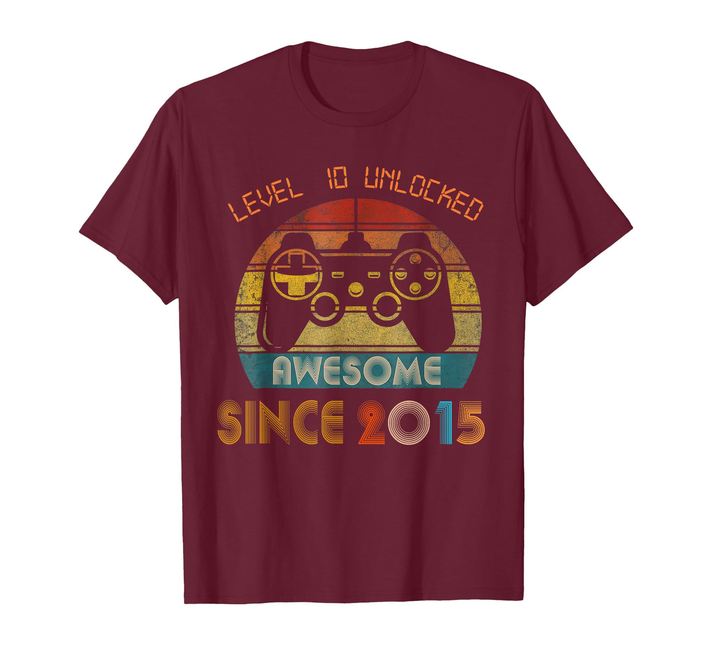 Level 10 Unlocked Awesome Since 2015 10th Birthday Gaming T-Shirt