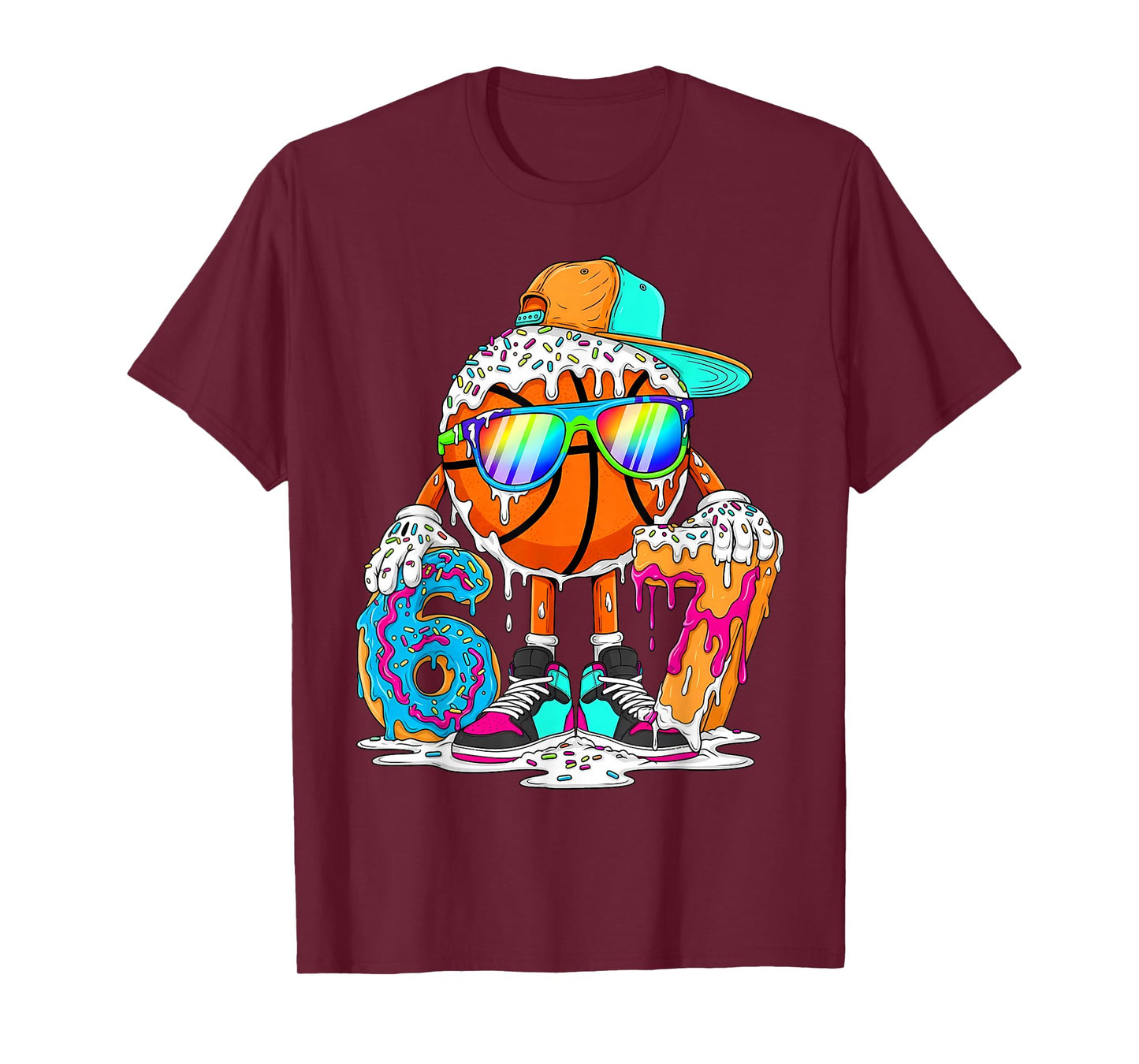 Funny 67 Basketball Ice Cream Drip Six Seven Meme T-Shirt