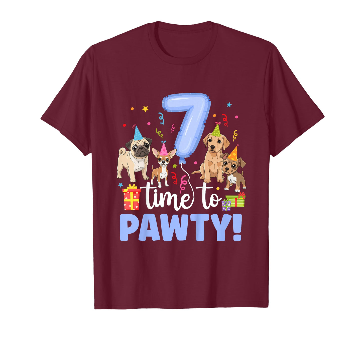 7th Dog Birthday Party Seven Year Old Puppy Birthday T-Shirt