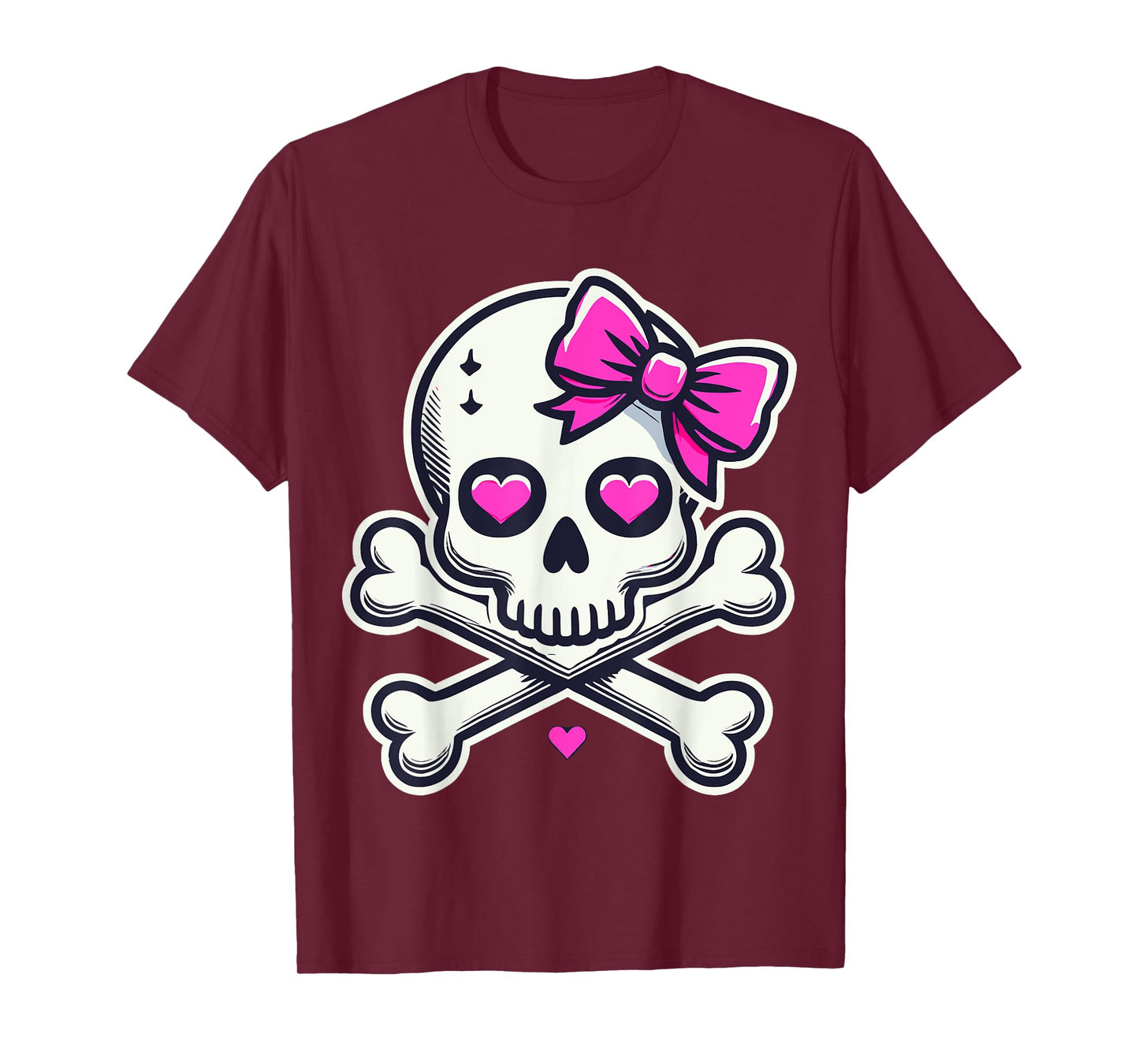 Skull with Bow Pink Girl Skull Halloween T-Shirt