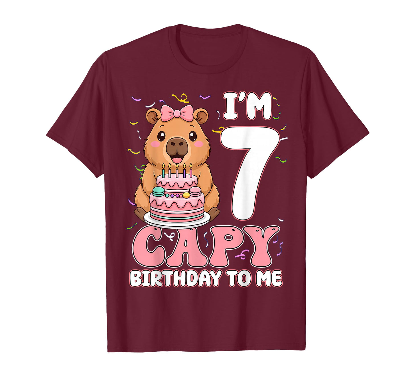 7 Years Old Capy Birthday to Me 7th Birthday Capybara Girl T-Shirt
