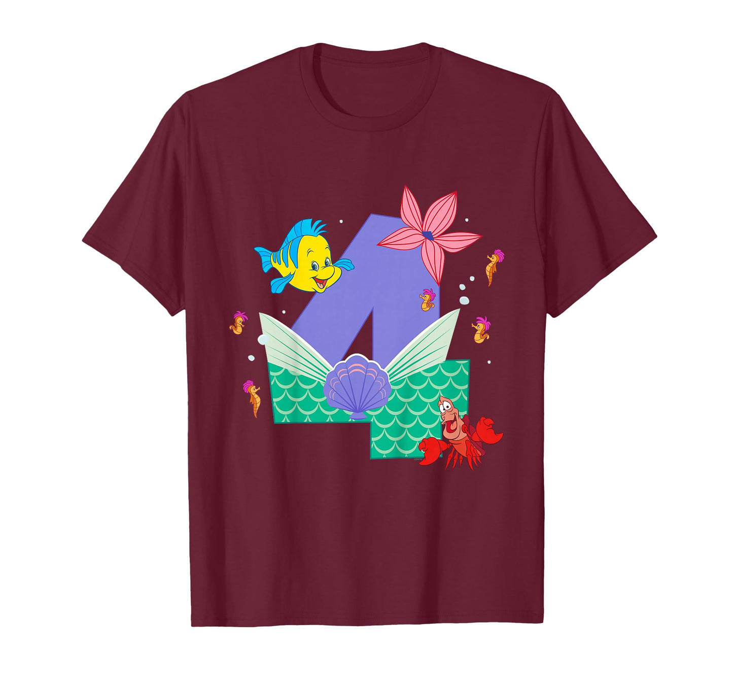 Disney Ariel Numbers "4" Fourth 4th Birthday Party Gift T-Shirt