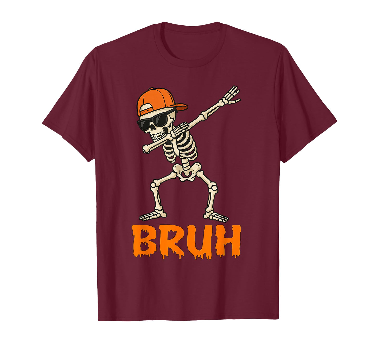 Bruh Dabbing Skeleton Funny Mens Kids Boys Halloween T-Shirt