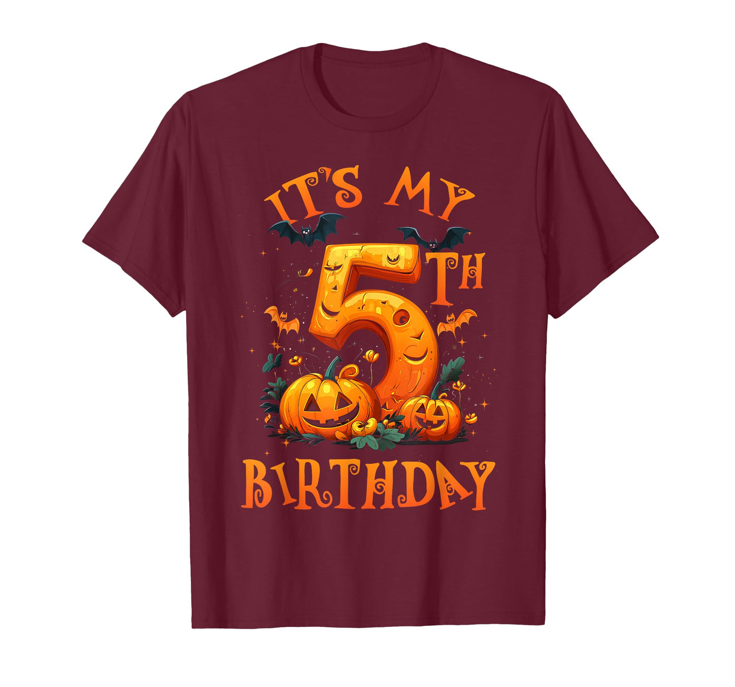 Boo It's My 5th Birthday Halloween Pumpkin 5 Years Old T-Shirt