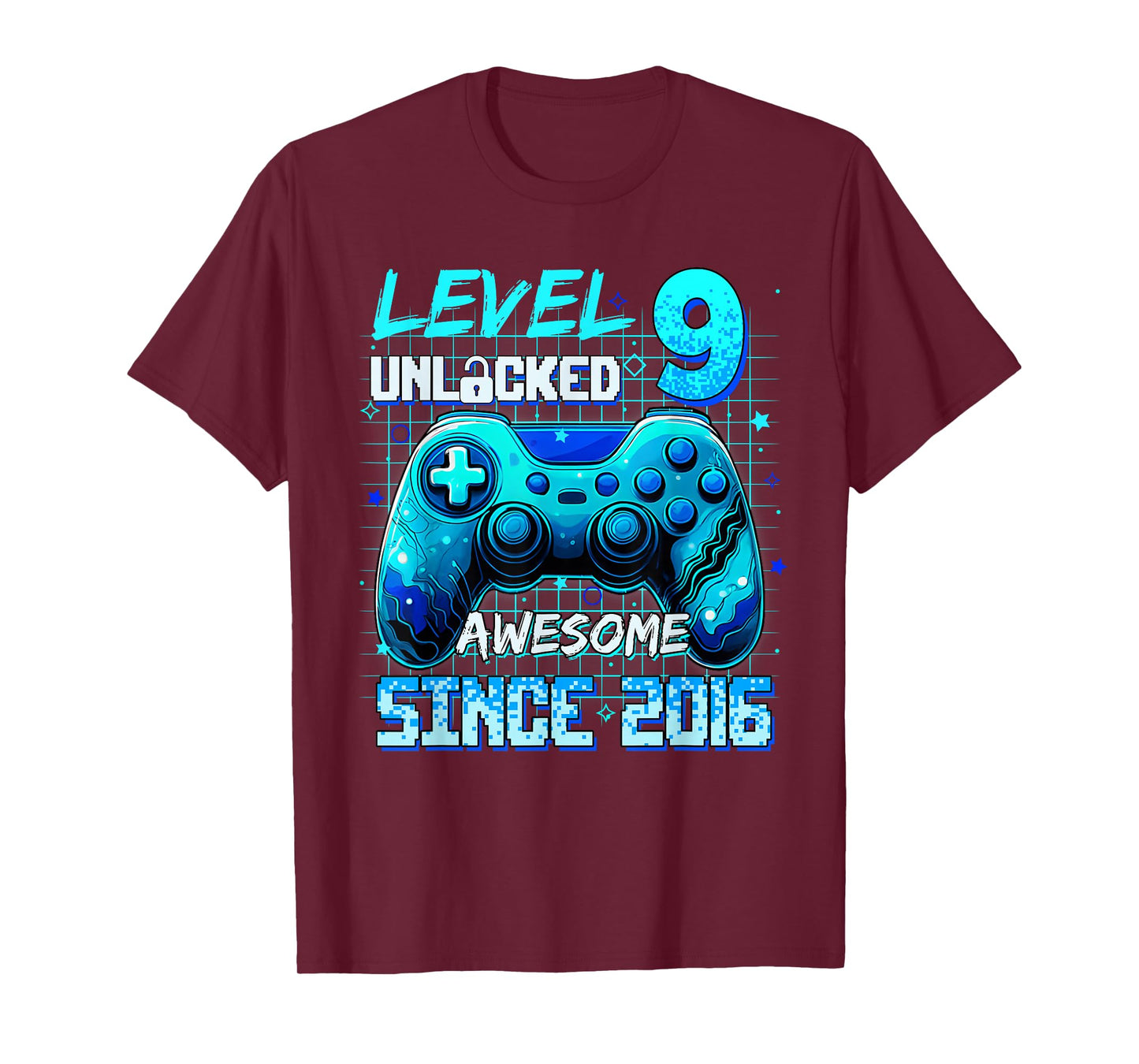 Level 9 Unlocked Awesome Since 2016 Birthday Gaming T-Shirt