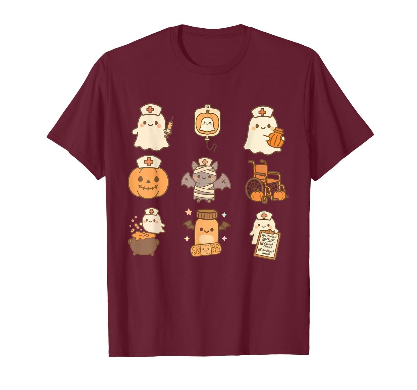 Funny Spooky Nurse Halloween Pumpkin Ghost School Nursing T-Shirt