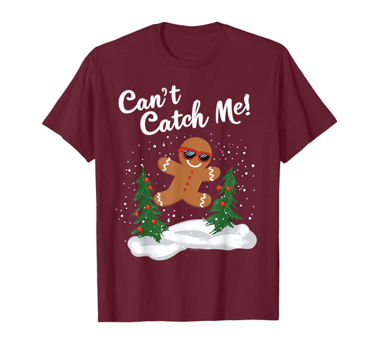 Cant Catch Me Cute Funny Gingerbread Man Christmas Running T-Shirt