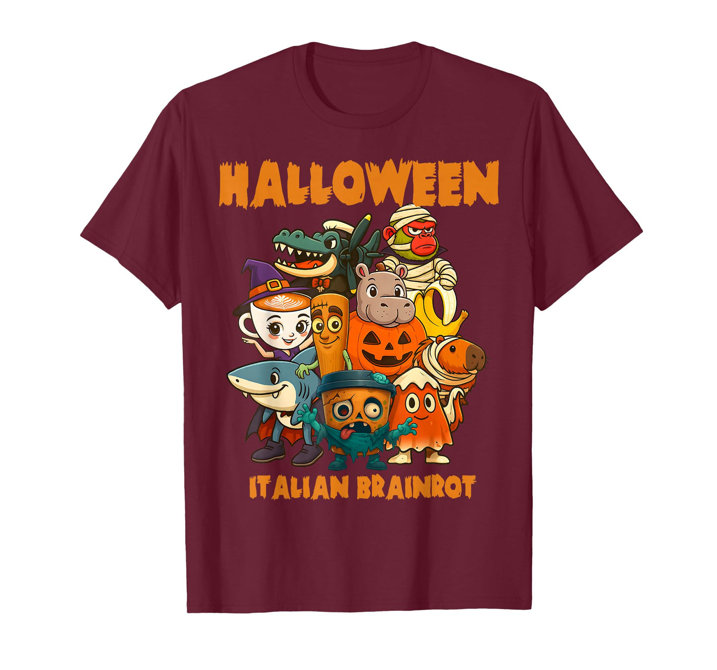Italian Brainrot Characters Halloween Themes Costume Party T-Shirt