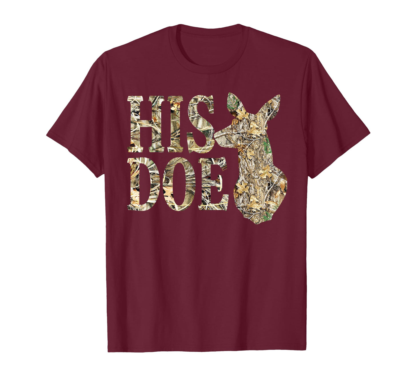 Retro His Doe Camo Deer Hunting Camouflage Matching Couple T-Shirt