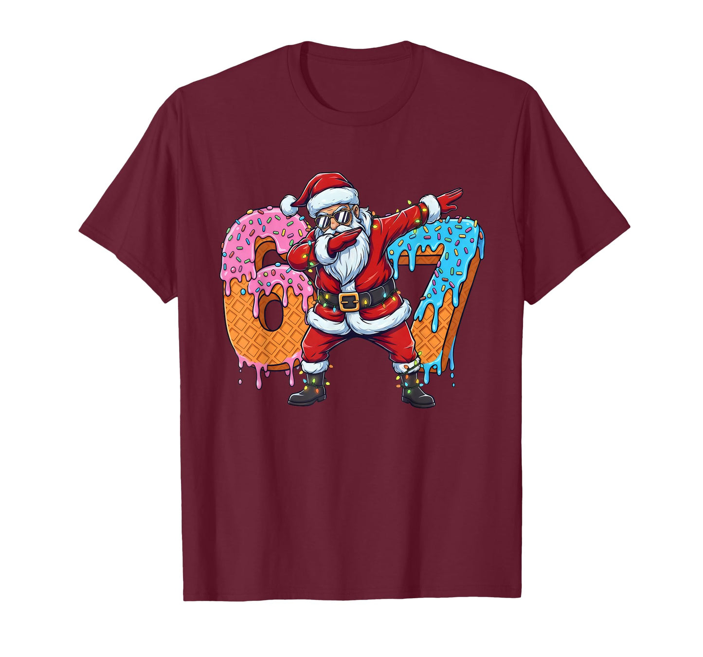 6 7 Ice Cream Drip Santa Six Seven Meme Kids 67 Christmas T-Shirt