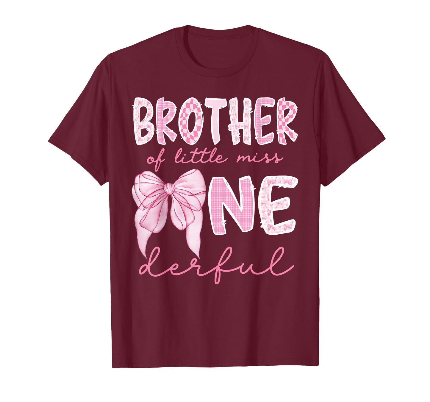 Brother of Little Miss Onederful First Birthday Girl Bow T-Shirt