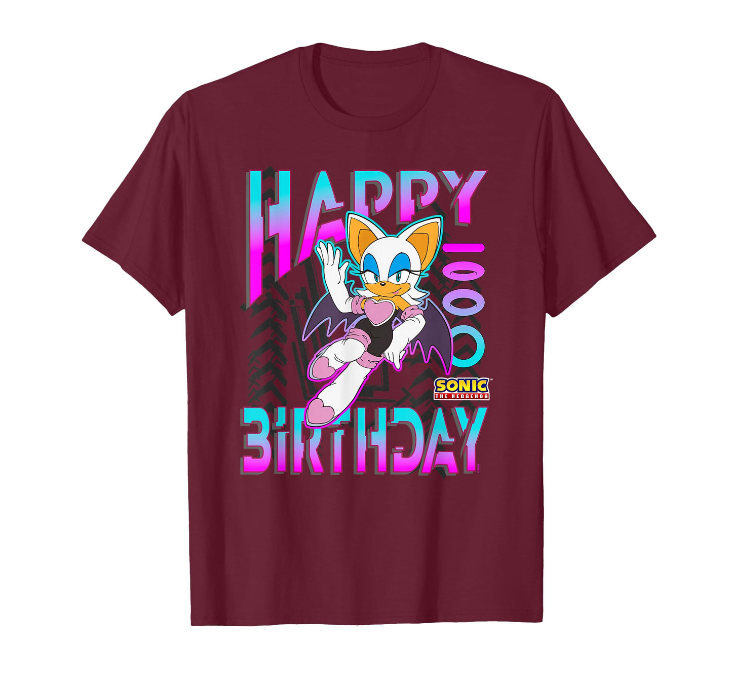 Sonic The Hedgehog Happy Birthday Rogue Grid Chest Poster T-Shirt