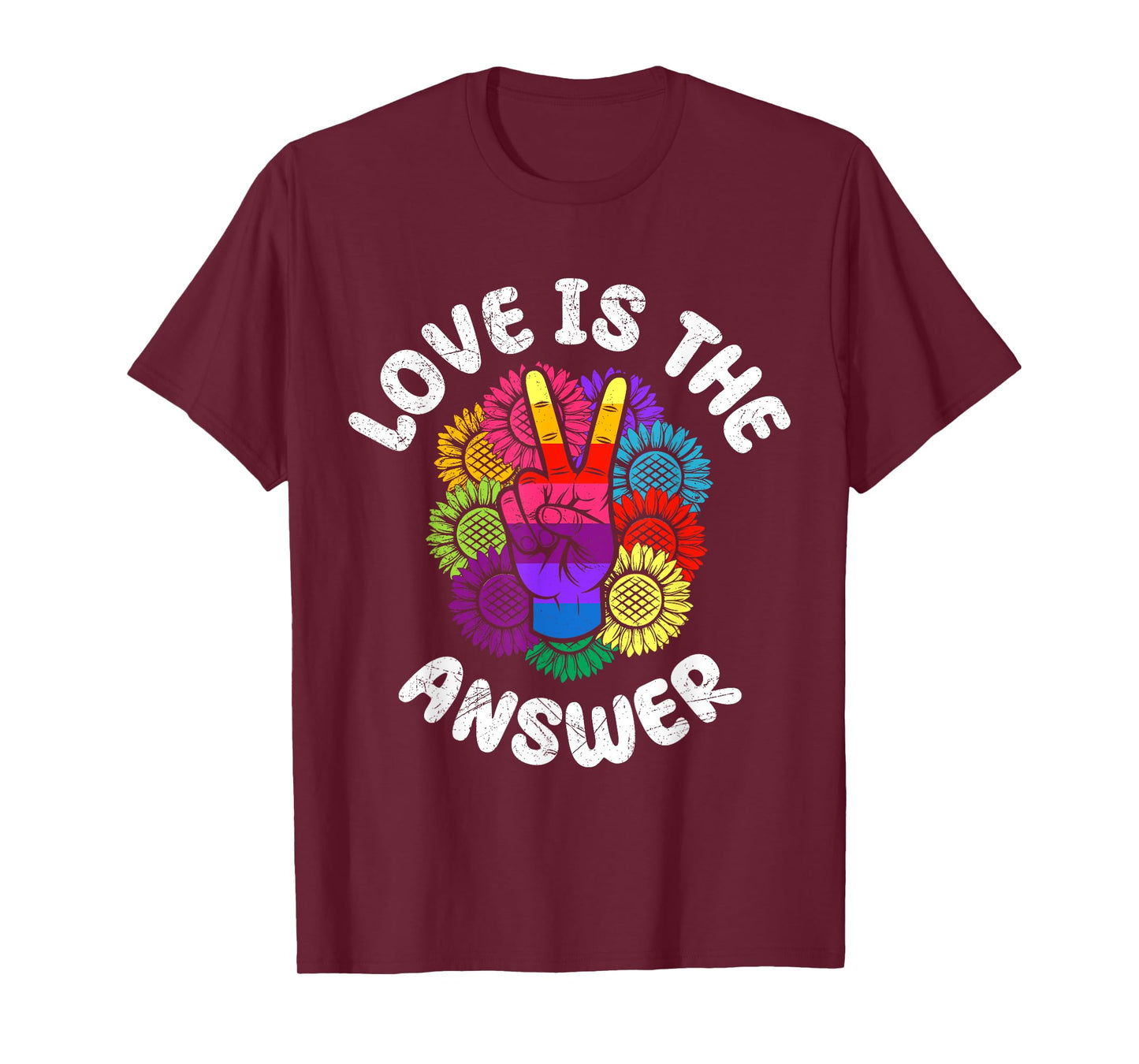 Hippie LOVE'S THE ANSWER Funny Sunflower T-Shirt