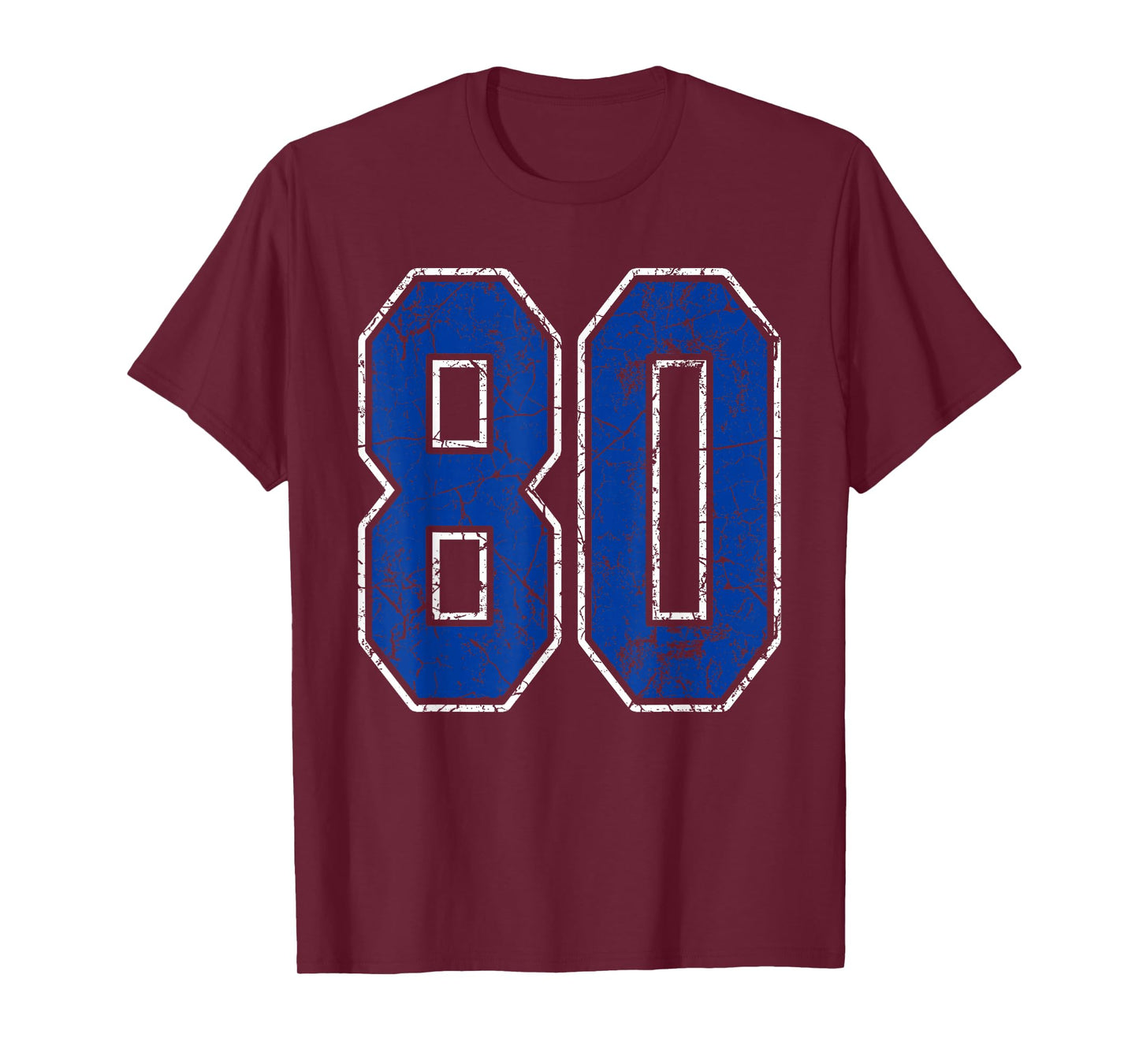 Royal Blue and White Number 80 Jersey Player Uniform #80 Fan T-Shirt