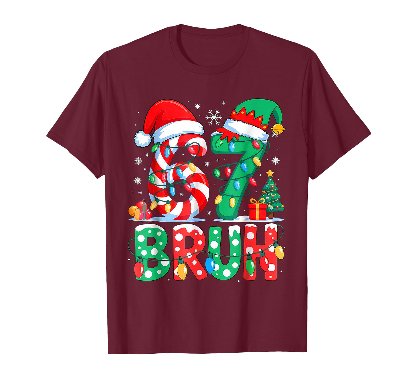 Funny Six Seven 6 7 Meme Christmas Family Xmas Santa 67 T-Shirt