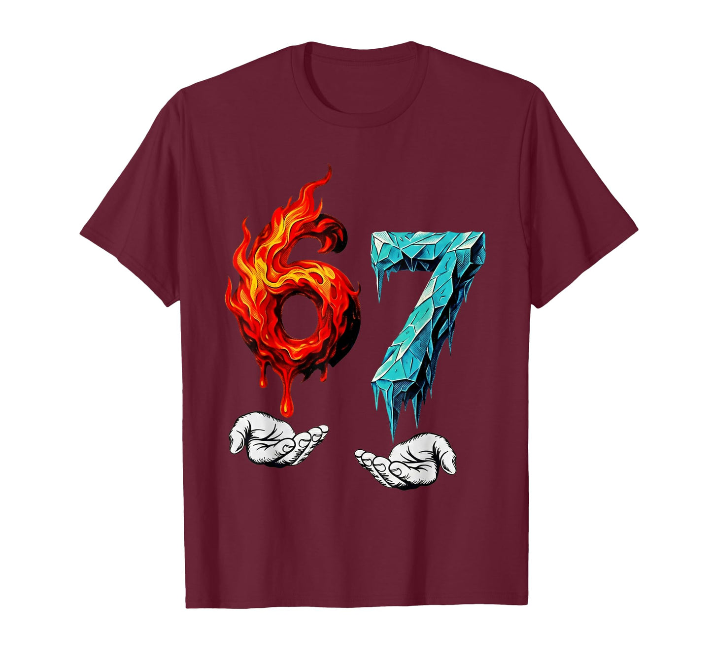 6 7 Meme Six Seven Ice 67 Flames Funny Kids Youth Men Women T-Shirt